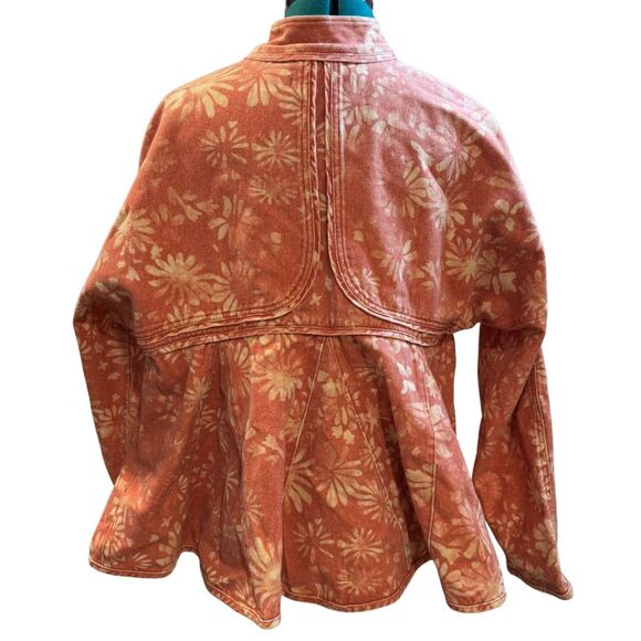 Free People Lua Bed Floral Denim Jacket - Size Medium, Apricot Combo, NWOT - Picture 5 of 8